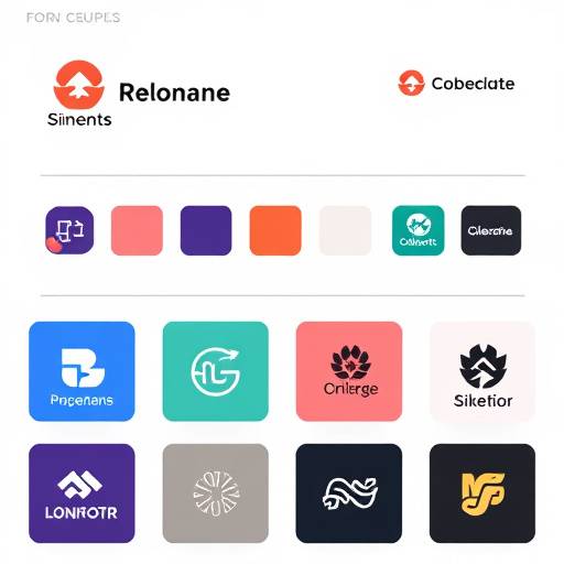 Visual representation of branding elements including color palettes, typography, and logo variations.